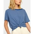 thumbnail image 3 of RVCA Women's Radley Blue Striped Center Front Knot Relaxed Fit Tee T-Shirt (X-Small, Blue), 3 of 5
