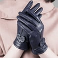 thumbnail image 2 of QYZEU Winter Leather Gloves for Women Warm Touchscreen Waterproof Driving Texting Lined Gloves Soft Leather Gloves for Cold Weather Navy One Size, 2 of 4