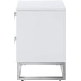 thumbnail image 6 of Sibylla White Chrome Side Table - 2 Drawers, Glossy Handle, Stainless Steel Polished Base, 6 of 8