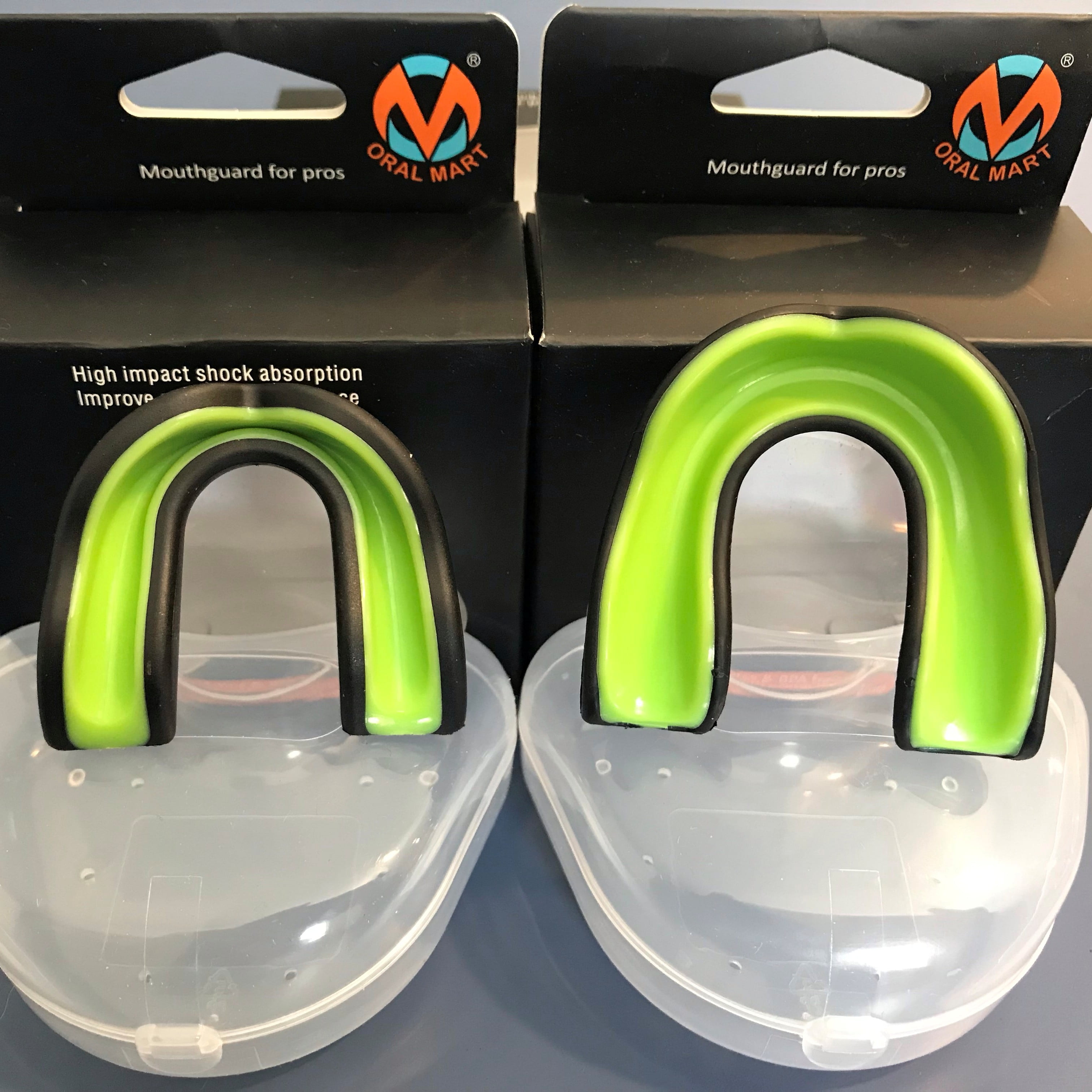 Oral Mart Black/Green Adult Mouth Guard