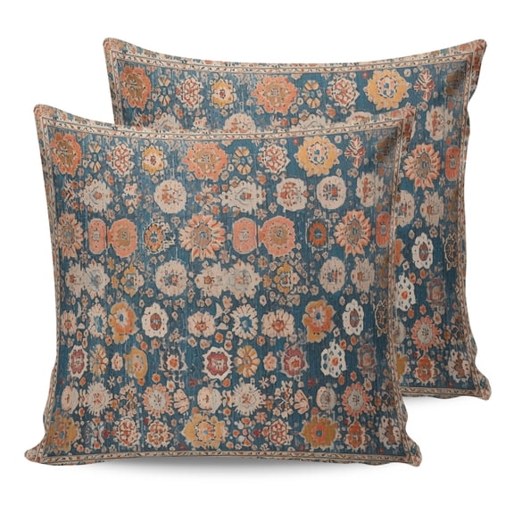 20x20 Pillow Covers Set of 2, Blue Throw Pillow Covers Decorative Couch Cushion Case, Ethnic Modern Geometric Abstract Art Microfiber Square Pillowcases for Bedroom Car Living Room