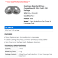 thumbnail image 2 of Rear Brake Rotor Set 2 Piece - Compatible with 2004 Ford F-150 Heritage, 2 of 2