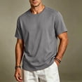 thumbnail image 2 of Sports Shirts Dqueduo Men's Short Sleeved Round Neck Elastic Breathable Top Casual Sports T-shirt Dark Gray S, 2 of 6
