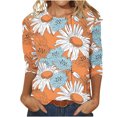 thumbnail image 2 of Fiudx Ofertas y Liquidaciones Camiseta Estampada a La Moda para Mujer, Blusa de Mangas 3/4, Tops Informales con Cuello Redondo, 2 of 3