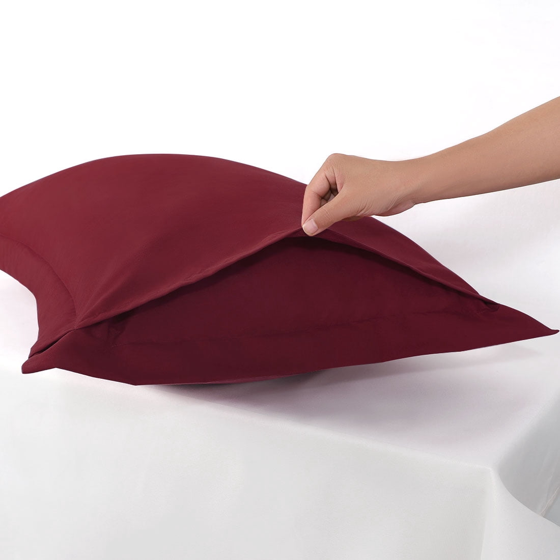 Unique Bargains 2-Pack Envelope Closure Pillow Sham King Burgundy