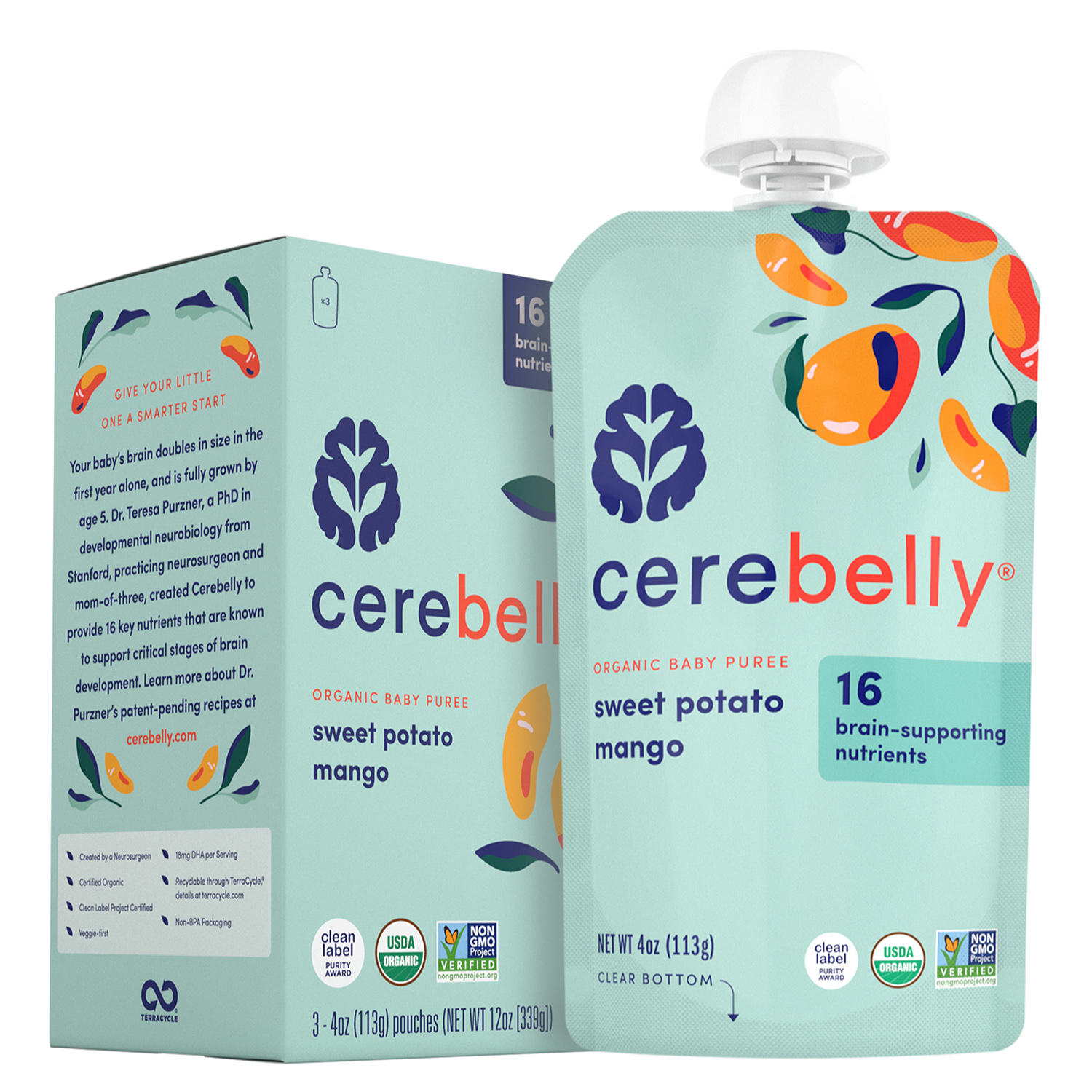 Cerebelly Organic Stage 2 Baby Food, Sweet Potato Mango, 4 Ounce Puree (6 Pack) - image 2 of 6