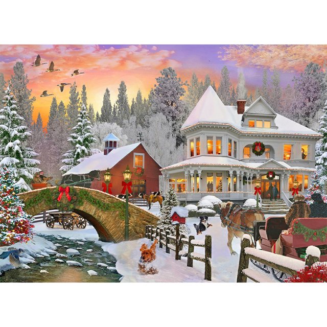 Cuadros Decorativos Atmósfera de Navidad 5D DIY Full Round Drill Drawing Kit Diamond Painting Craft JShteea Nuevos Originales