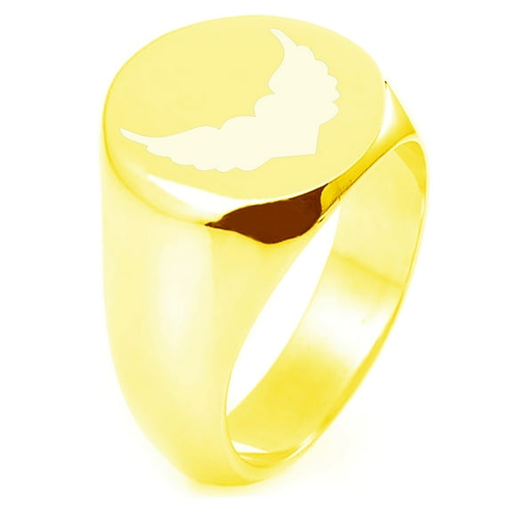 Sterling Silver Angel Wings Heart Engraved Round Flat Top Polished Ring