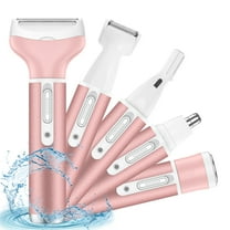 5 in 1 Women Electric Shaver Rechargeable Waterproof Razor Painless Epilator Body Hair Remover Nose Hair Beard Bikini Trimmer Eyebrow Face Facial Armpit Legs Removal Clipper Lady Grooming Groomer Kit