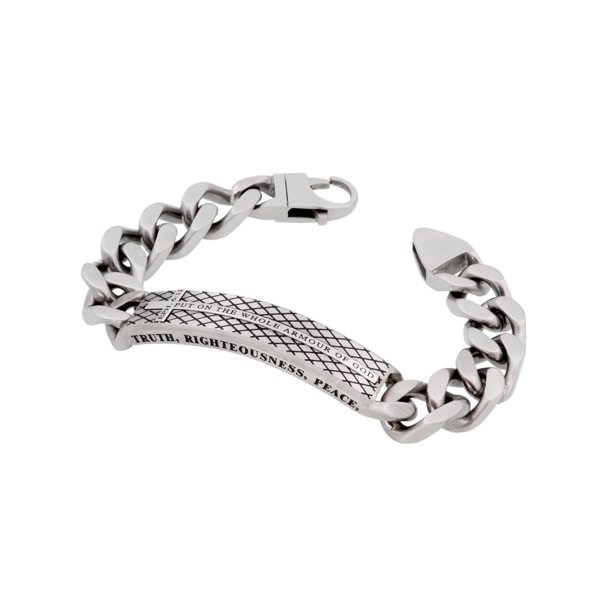 ARMOR OF GOD Men's Faith Bracelet, Stainless Steel Cross with Bible