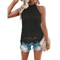 thumbnail image 2 of Camisetas Sin Mangas para Mujer, Blusa de Encaje Calado con Bordado de Ojales, Camisetas Sin Mangas Negro L, 2 of 10