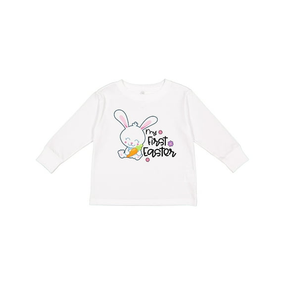 Inktastic My 1st Easter with Cute Bunny and Carrot Boys or Girls Long Sleeve Toddler T-Shirt