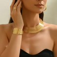 thumbnail image 4 of Geometric Line Design Choker Adjustable Layered Metal Jewelry Four Piece Bracelet Necklace Combo For, 4 of 6