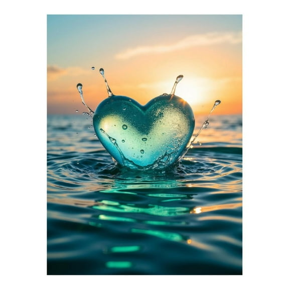 Diamond Art Kits for Adults - 5d Ocean Heart Sunset Splash Diamond Painting for Adults, Diamond Art for Adults Beginners, Diamond Painting Kits for Adults for Home Wall Decor