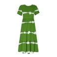 thumbnail image 3 of Midsumdr Maxi Dress for Women New Fashionable Short Sleeve Pockets Round Neck Dress Stripe Printing Summer Loose Fit Temperament Summer Dress, 3 of 4