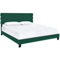 thumbnail image 1 of Velvet Slat Back King Bed in Emerald Green Fabric, 1 of 11