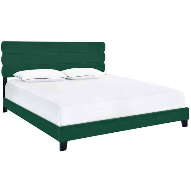 Velvet Slat Back King Bed In Emerald Green Fabric Com Velvet Slat Back King Bed In Emerald, Emerald Green King Bed Sheets