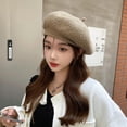 thumbnail image 5 of Knitted Berets for Women French Beret Hats for Women Trendy Painter Cap Beanies Warm Fall Winter Hat Tea Party, 5 of 7