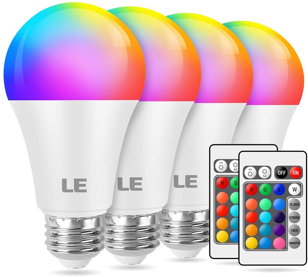 9W Color Changing Light Bulbs with Remote, Dimmable D Light Bulb, 60W