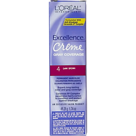 L'Oreal Excellence Creme Gray Coverage Permanent Hair Color, Dark Brown [4] 1.74