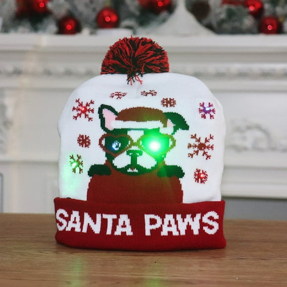 Christmas Hat Knit LED Light Hat For Unisex Winter Pom Pom Hats, Holiday Party Beanie Cap Xmas Gifts MulticolorChristmas Hat, Santa Hat Holiday Velvet Comfort Extra Thicken Fur Xmas Hat for New Year