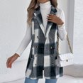 thumbnail image 6 of AUNVITO Women's Casual Plaid Double Breasted Sleeveless Vest Jacket Lightweight Quilted Faux Wool Waistcoat Autumn Winter Home Daily Wear, 6 of 9