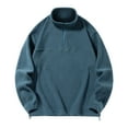 thumbnail image 4 of Wrtxtat Men's Fleece Sweatshirt Quarter Zip Mock Neck Pullover Thermal Midweight Polar Fleece Top Autumn Casual Loungewear Tops Navy M, 4 of 9