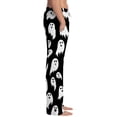 thumbnail image 4 of Domzest Halloween Mens Pajama Pants Drawstring Elastic Waisted Pumpkin Ghost Bat Graphic Pj Bottoms Wide Leg Funny Pajama Bottoms White XL, 4 of 6