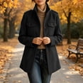 thumbnail image 5 of Mutghys Jacket for Women Button Down Stand Collar Long Sleeve Solid Outerwear with Pockets Home Daily Working Winter Warm Comfy Casual Coat S-3XL, 5 of 9