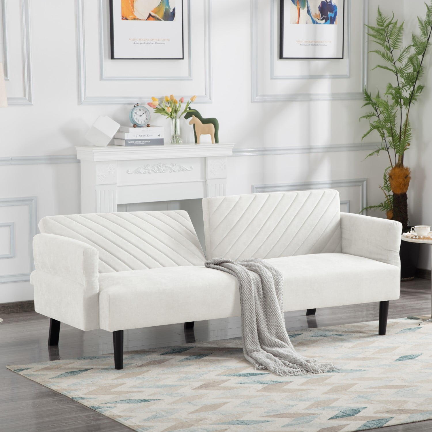 Gewnee 74.8"Futon Sofa Bed Couch Modern Convertible Folding Futon Set for Living Room or Bedroom