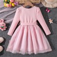 thumbnail image 5 of WOYY Girls Bow Long Sleeve Dress Mesh Birthday Party Princess Dresses, Pink, Sizes 3-7, 5 of 8