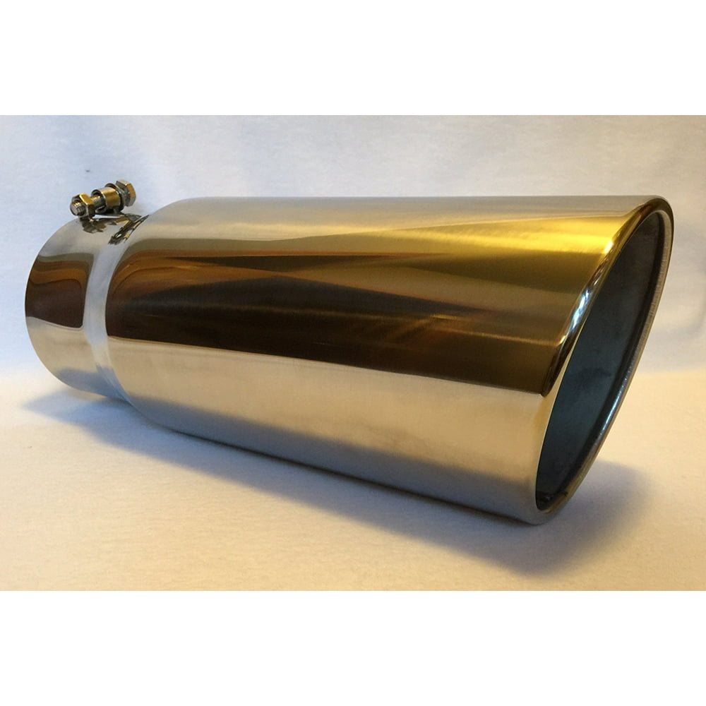 5" Inlet x 6" Oulet x 15" Long Rolled Edge Polished Stainless Diesel