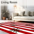 thumbnail image 2 of ODIKA 8'x10' Machine Washable Non-Slip Area Rug, Winterberry Stripe and Evergreen Branch Motif High Traffic Rug, Red, 612144, 2 of 7
