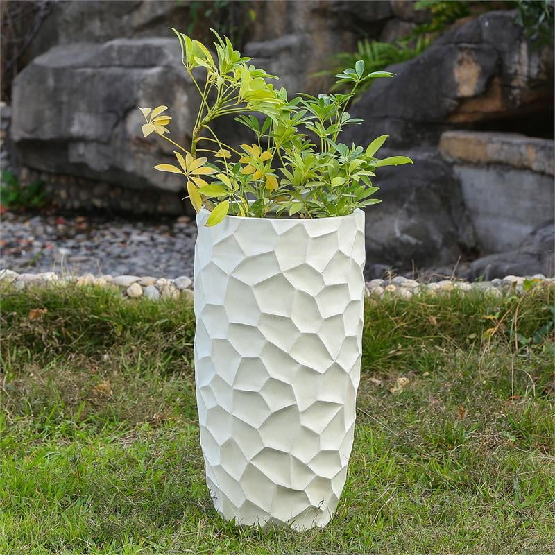 1 Pc of White Finish Round MgO Planter with Metal Holder 1 Pc of White Finish Round MgO Planter with Metal Holder
