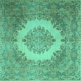 thumbnail image 1 of Ahgly Company Indoor Square Medallion Turquoise Blue Traditional Area Rugs, 8' Square, 1 of 4