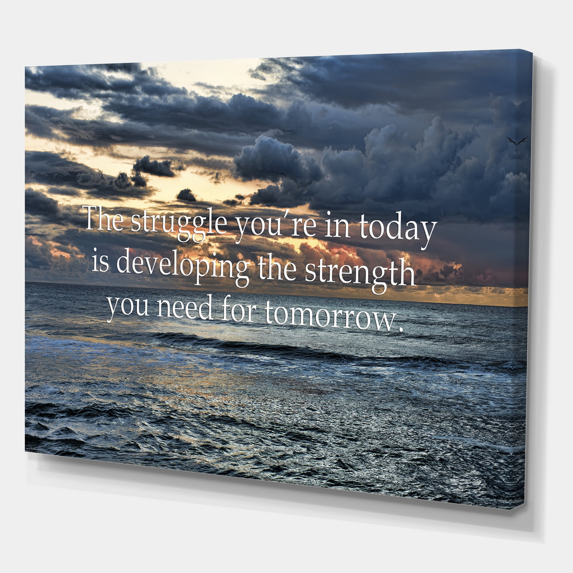 Designart ' Inspirational Quote and Ocean ' Nautical & Coastal Canvas Wall Art Print