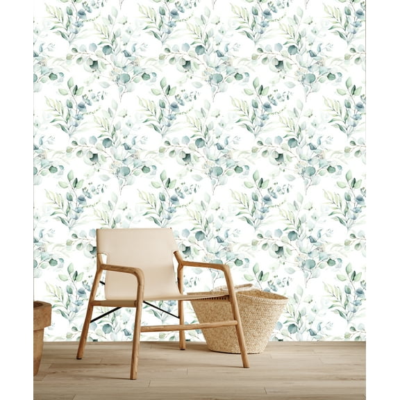 MuralsPrint Louise Green Branches Peel and Stick Removable Wallpaper, 10'L x 24''W