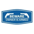 thumbnail image 1 of Fancy Beware Owner is Armed Sign (Blue) - Large, 1 of 5
