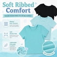 thumbnail image 5 of Btween Active Girls T-Shirts 3 Pack – Short Sleeve Ribbed Crewneck Tees, Soft Stretch Casual Everyday Tops for Girls, 5 of 7