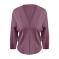 thumbnail image 5 of Mohiass Women's 3/4 Sleeve Cropped Cardigan Sweater Open Front Short Shrugs Cardigans Lightweight Sweaters Purple Pink M, 5 of 6