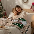 thumbnail image 4 of Christmas Snowman Flannel Blanket for Bed,Travel and Camping, Winter Pine Trees Xmas Snow Wood Grain Super Soft Cozy Blanket for All Seasons 60"x80", 4 of 9