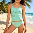 thumbnail image 2 of Byoo Girls UPF 50+ Tankini Set Cross Front Ruched Spaghetti Strap Beach Swimwear,Green, 2 of 4