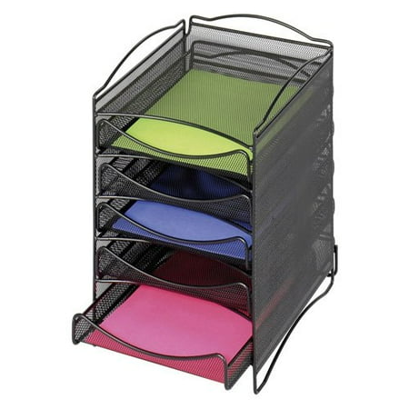 Safco 9432BL Onyx 5 Drawer Mesh Literature Organizer - Black