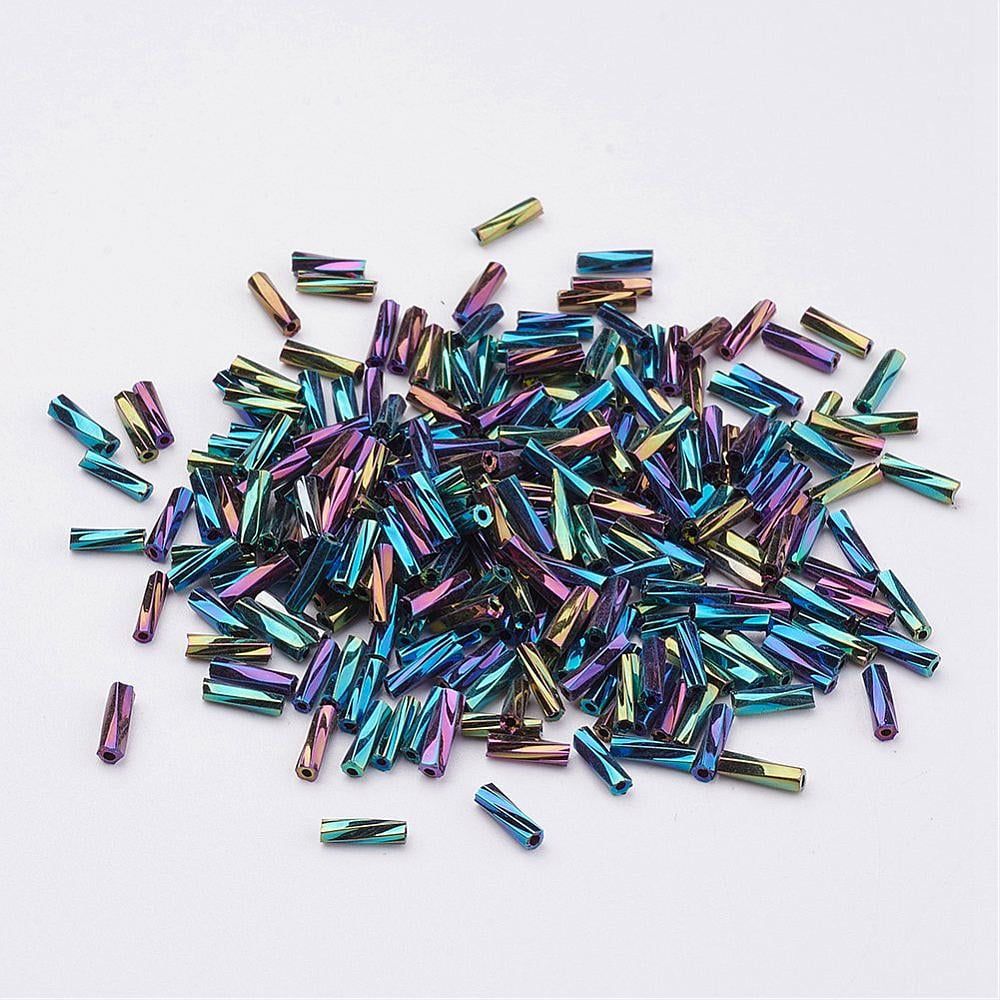 Glass Twisted Bugle Beads Iris Colorful 9x2mm Hole: 0.5mm about 7000pcs/bag
