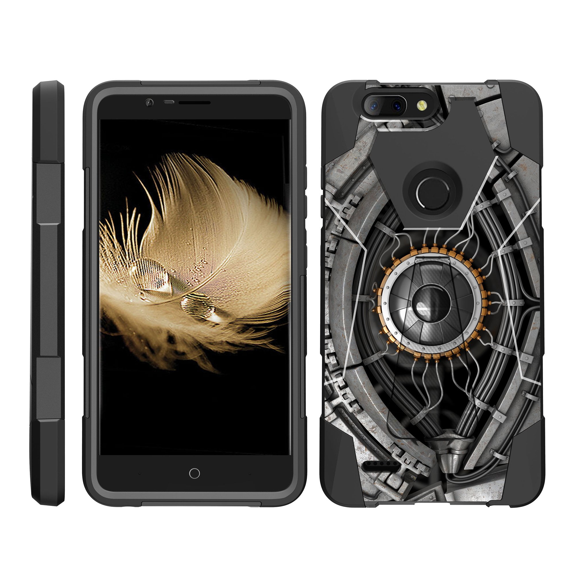 Turtlearmor A For Zte Blade Z Max Zte Sequoia Zte Zmax Pro 2 Z9 Dynamic Shell Dual Layer Hybrid Silicone Hard Shell Kickstand Case Cyborg Eye Walmart Com Walmart Com