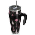 thumbnail image 2 of 40oz Tumbler,Black and Pink Christmas Tree Pattern Insulated Tumblers with Removable Handle,Stainless Steel Double Vacuum Coffee Tumbler Cup with Straw for Home,Office,Travel,Party, 2 of 5