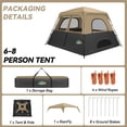 thumbnail image 7 of COBIZI 4-6-8 Person Family Camping Tent with Instant Pop-Up Setup, 10x9FT 210D Oxford Waterproof PU2000mm & Fire Resistant, Mesh Screen Windows, Wind Ropes and Stakes Included, Khaki, 7 of 7