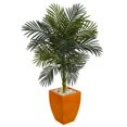 thumbnail image 1 of Nearly Natural 5756 4.5 ft. Golden Cane Palm Artificial Tree in Orange Planter, 1 of 1