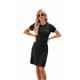 thumbnail image 3 of Women'S Short Sleeve Ruched Casual Sundress Midi Bodycon T Shirt Dress Black L, 3 of 9