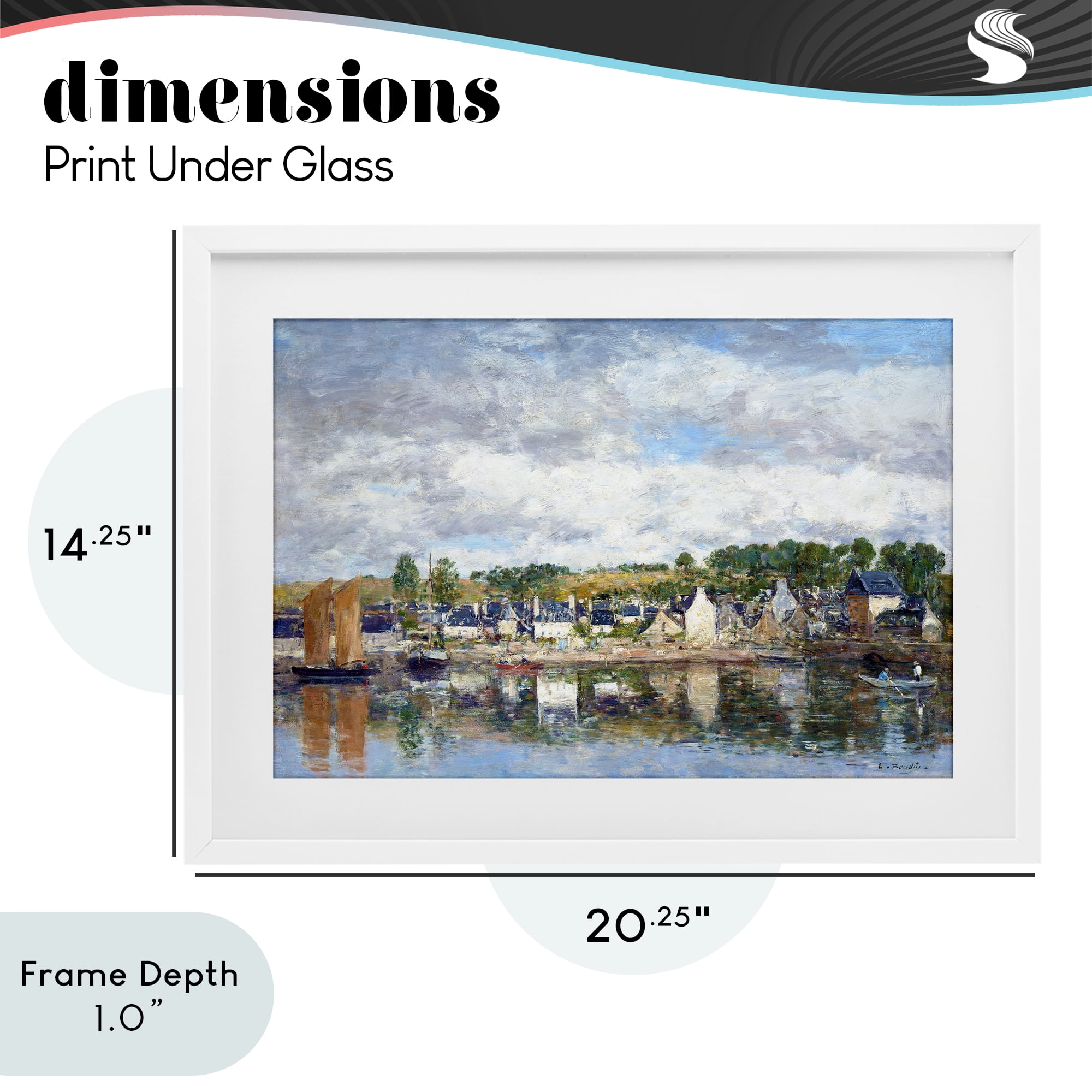 Stupell Industries Village By A River White Framed Print Under Glass, design by Eugene Boudin